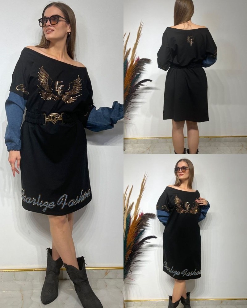 VESTIDO CHARLIZE FASHION DENIM BLACK