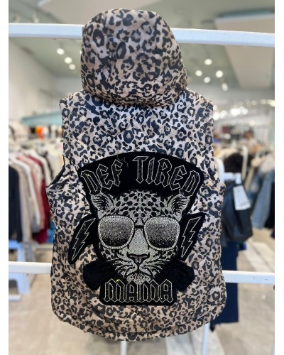 Chaleco Animal Print con strass